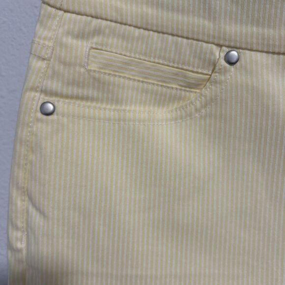 Mario Serrani Pants Womens Medium Seersucker Yellow Stretch Capri‎ Pullon - Picture 5 of 14